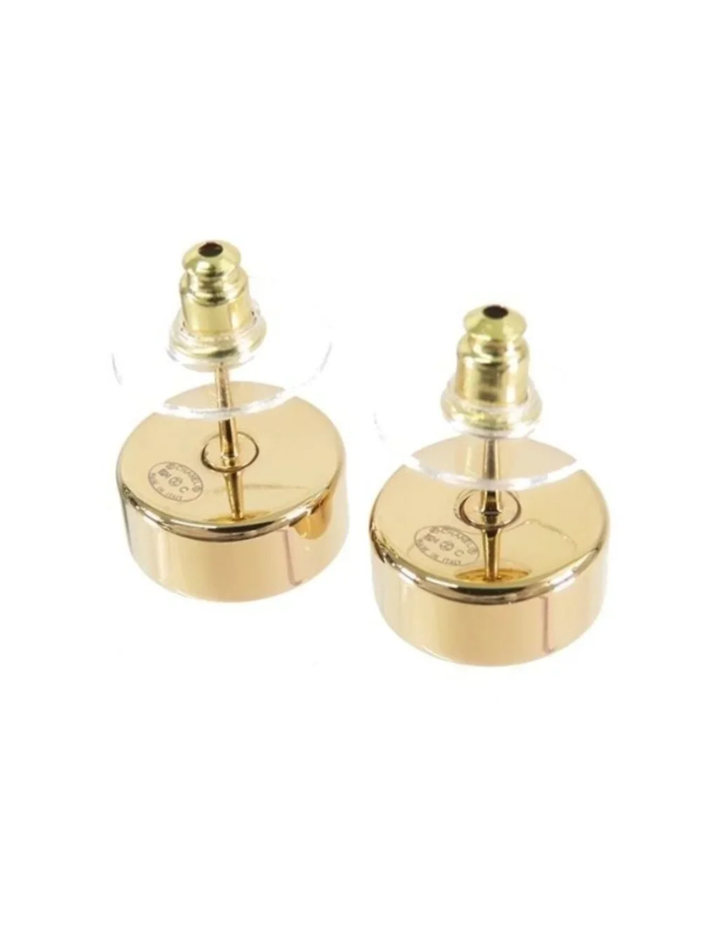 Chanel Earrings Gold Black Metal CC Logo 24c